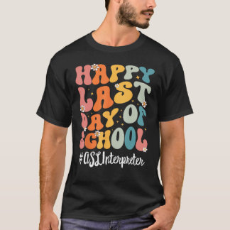 レトロASL通訳ハッピースクール茶の最終日 Tシャツ