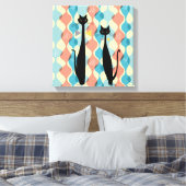 レトロAtomic Era MCM クール Cat Canvas v2 キャンバスプリント (インサイチュ (寝室))