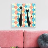 レトロAtomic Era MCM クール Cat Canvas v2 キャンバスプリント (インサイチュ (リビング))