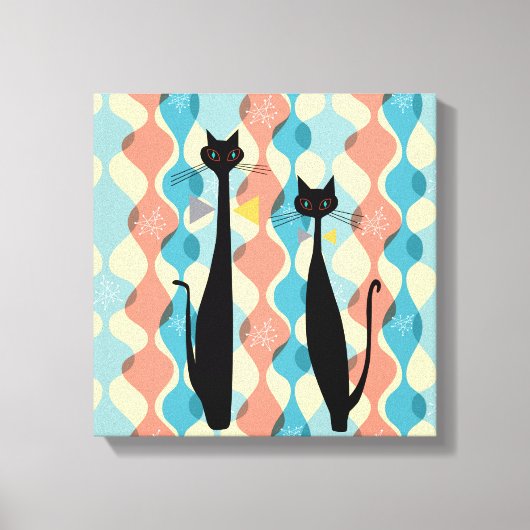 レトロAtomic Era MCM クール Cat Canvas v2 キャンバスプリント (正面)