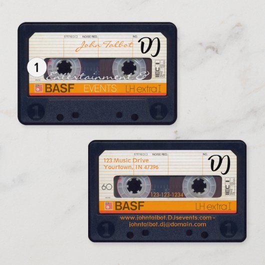 レトロAudiotapeカセット80s DJ名刺 名刺 (正面/裏面)