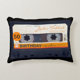 レトロAudiotape 50歳パーソナライズされた誕生日AP2 アクセントクッション