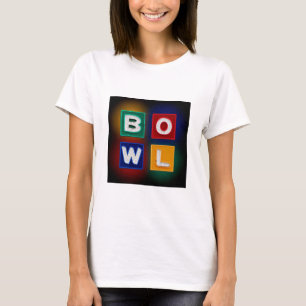 レトロB O W Lネオン標識,ボーリング, Tシャツ