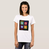 レトロB O W Lネオン標識,ボーリング, Tシャツ (正面フル)