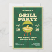 レトロBBQグリルパーティの招待状 招待状 (正面)