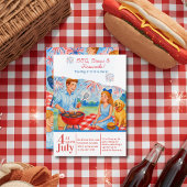 レトロBBQパーティー 花火 ピクニック 4th of July 250周年 招待状