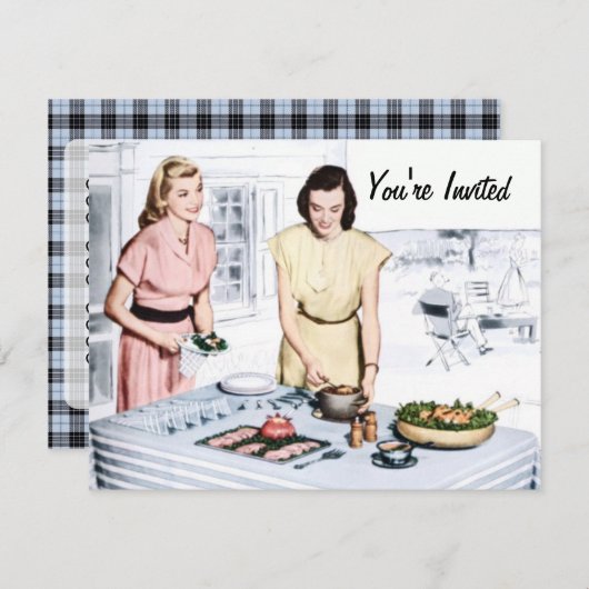 レトロBBQ 招待状 (正面/裏面)