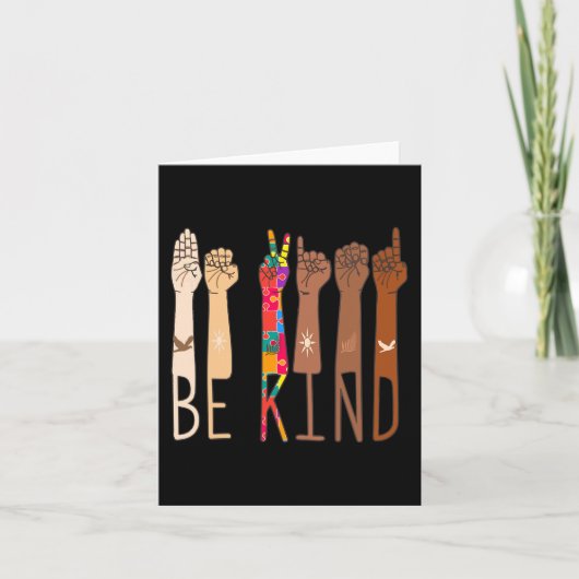 レトロBe親切な手手指言語ASLパズル自閉症 カード (正面)