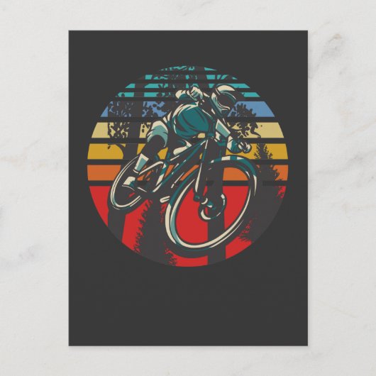 レトロBMXマウンテンバイクダートオフロードフォレストバイクもしくは自転車に乗る人 ポストカード (正面)