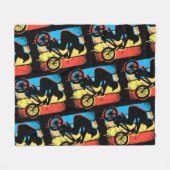 レトロBMX自転車 – ヴィンテージBMXバイクフリースタイル フリースブランケット (正面(横))