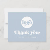 レトロbohoロゴほこりっぽいブルーサンキューカードを追加 サンキューカード (正面)