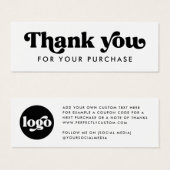 レトロbohoロゴ感謝してい白挿入カード (正面&裏面)