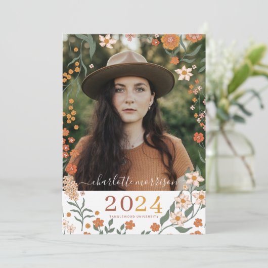 レトロBoho写真卒業発表 招待状 (スタンド正面)