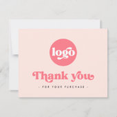 レトロboho追加ロゴ赤面ピンクサンキューカード サンキューカード (正面)