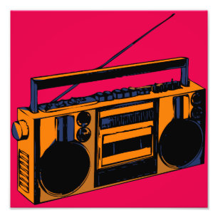 レトロBoombox写真ポップ・アートの拡大ポスター フォトプリント