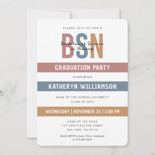 レトロBSN看護学校卒業RN 招待状 (正面)