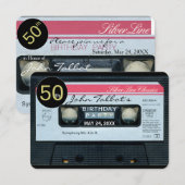 レトロC オーディオテープ 50歳の誕生日パーティー招待状 招待状 (正面/裏面)