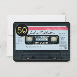 レトロC オーディオテープ 50歳の誕生日パーティー招待状 招待状