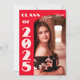 レトロChic Script Class Of 2025フォトオープンハウス 招待状