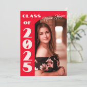 レトロChic Script Class Of 2025 Photo Gradパーティー 招待状 (スタンド正面)