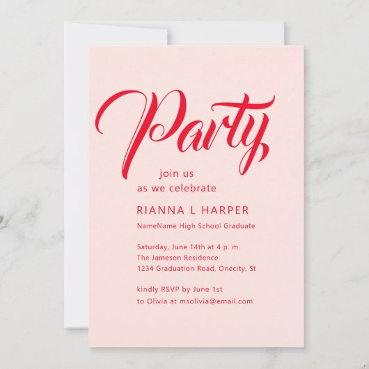 レトロChic Script Class Of 2025 Photo Gradパーティー 招待状 (裏面)