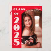 レトロChic Script Class Of 2025 Photo Gradパーティー 招待状 (正面/裏面)