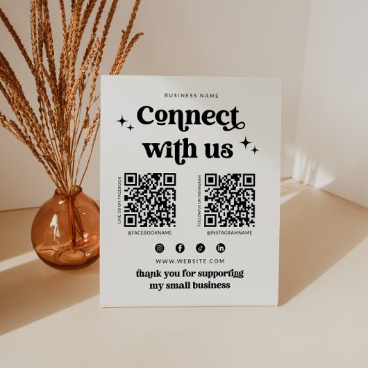 レトロConnect With Usソーシャルメディアの看板 台座サイン