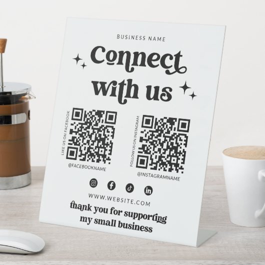 レトロConnect With Usソーシャルメディアの看板 台座サイン (インサイチュ)