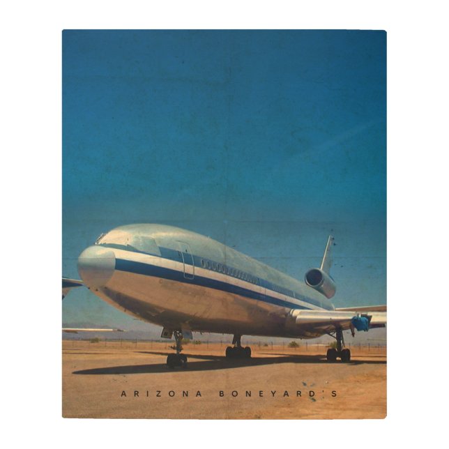 レトロDC10ジェット航空機金属壁芸術 メタルプリント (正面)