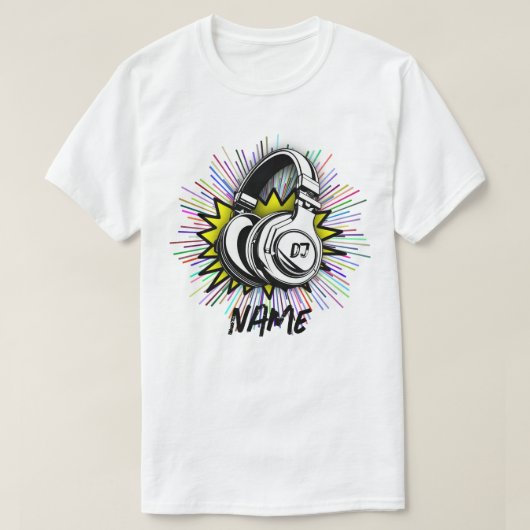 レトロDJビニールレコード 名前入りカスタムグラフィック Tシャツ (デザイン正面)