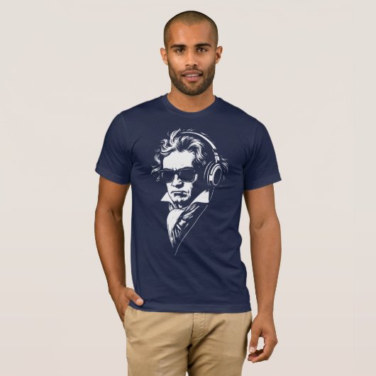 レトロDJベートーベン顔の肖像画 Tシャツ (正面フル)