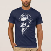 レトロDJベートーベン顔の肖像画 Tシャツ (正面)