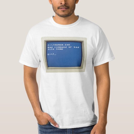 レトロDOSエラー: C:\>HUMAN.EXE Tシャツ (正面)