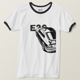 レトロE36クラシックスポーツカー ベクターアート リンガーTシャツ Tシャツ