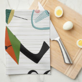 レトロEames時代の原子刺激を受けた キッチンタオル (四つ折り)