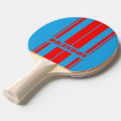 レトロElectric Blue Redデュアルボーストライプド/名前 卓球ラケット (正面アングル)