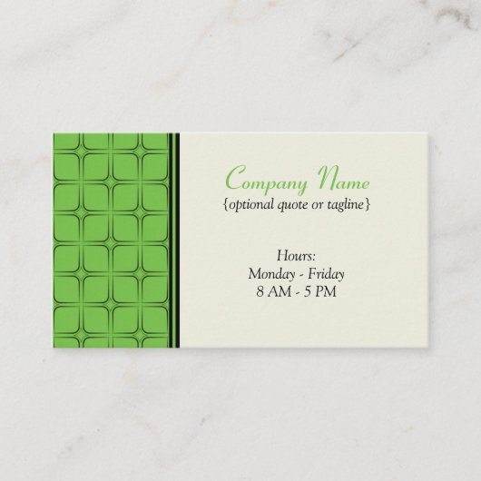 レトロFab名刺、明るい緑 名刺 (正面)