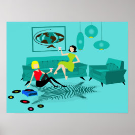 レトロGIrlsの夜のポスター ポスター