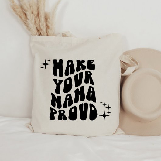 レトロGroovyあなたのママトートバ誇りを持ったッグ トートバッグ