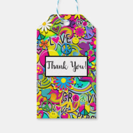 レトロGroovyおもしろい60の60の愛の誕生日パーティー ギフトタグ