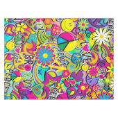 レトロGroovyおもしろい60の60の愛の誕生日パーティー テーブルクロス (正面(横))