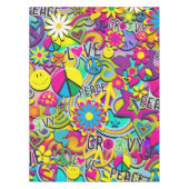 レトロGroovyおもしろい60の60の愛の誕生日パーティー テーブルクロス (正面)