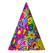 レトロGroovyおもしろい60の60の愛の誕生日パーティー パーティーハット (裏面)