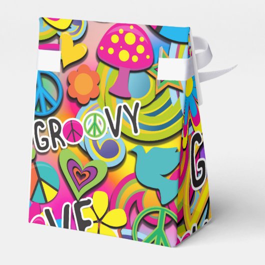 レトロGroovyおもしろい60の60の愛の誕生日パーティー フェイバーボックス (裏面サイド)