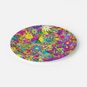 レトロGroovyおもしろい60の60の愛の誕生日パーティー ペーパープレート (アングル)