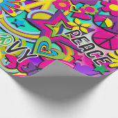 レトロGroovyおもしろい60の60の愛の誕生日パーティー ラッピングペーパー (角)