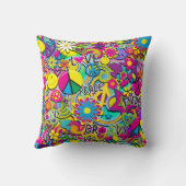 レトロGroovyおもしろい60の60年代の愛カラフル クッション (裏面)