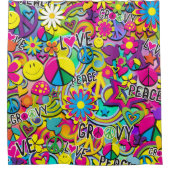 レトロGroovyおもしろい60年代ファンキー60 シャワーカーテン (正面)