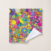 レトロGroovyおもしろい60年代ファンキー60 バスタオルセット (ウォッシュタオル)