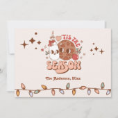 レトロGroovyこの季節のクリスマスフォト シーズンカード (正面)